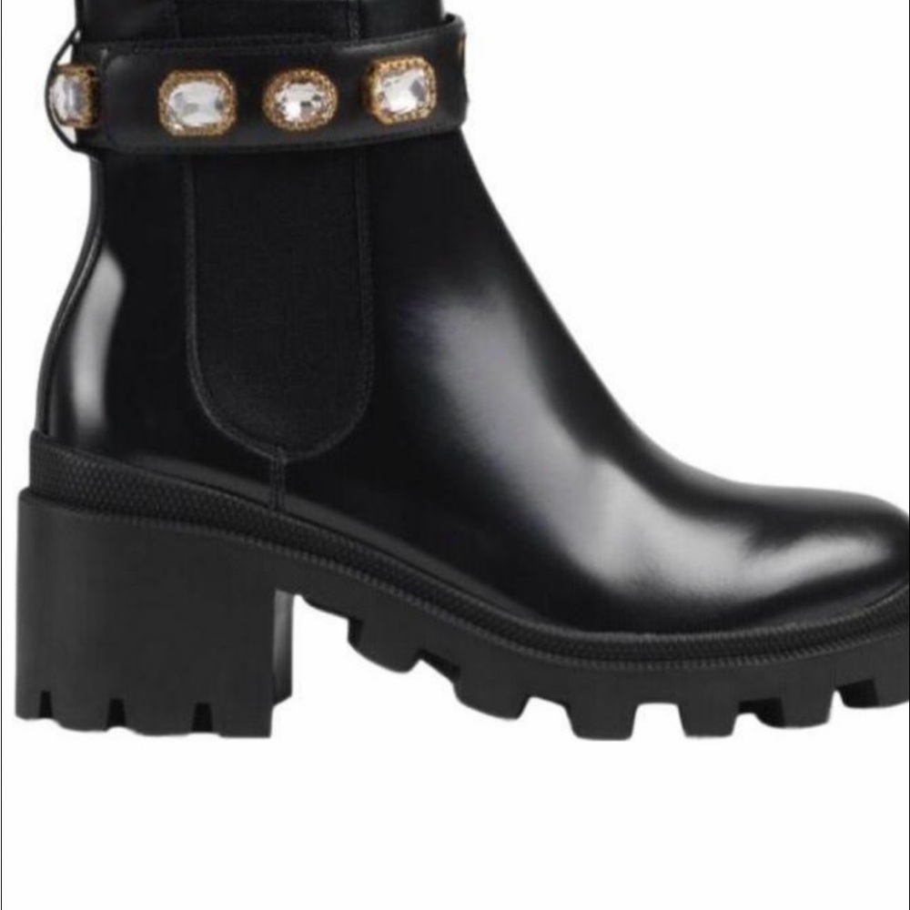 Gucci Black Ankle Boots with Jewel Accents